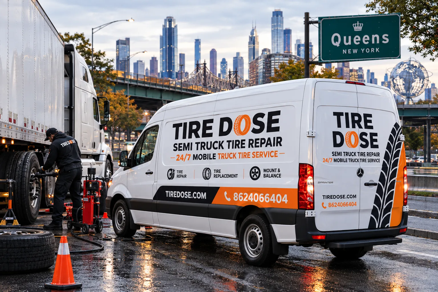 Tire Dose mobile truck tire repair service in Queens, New York